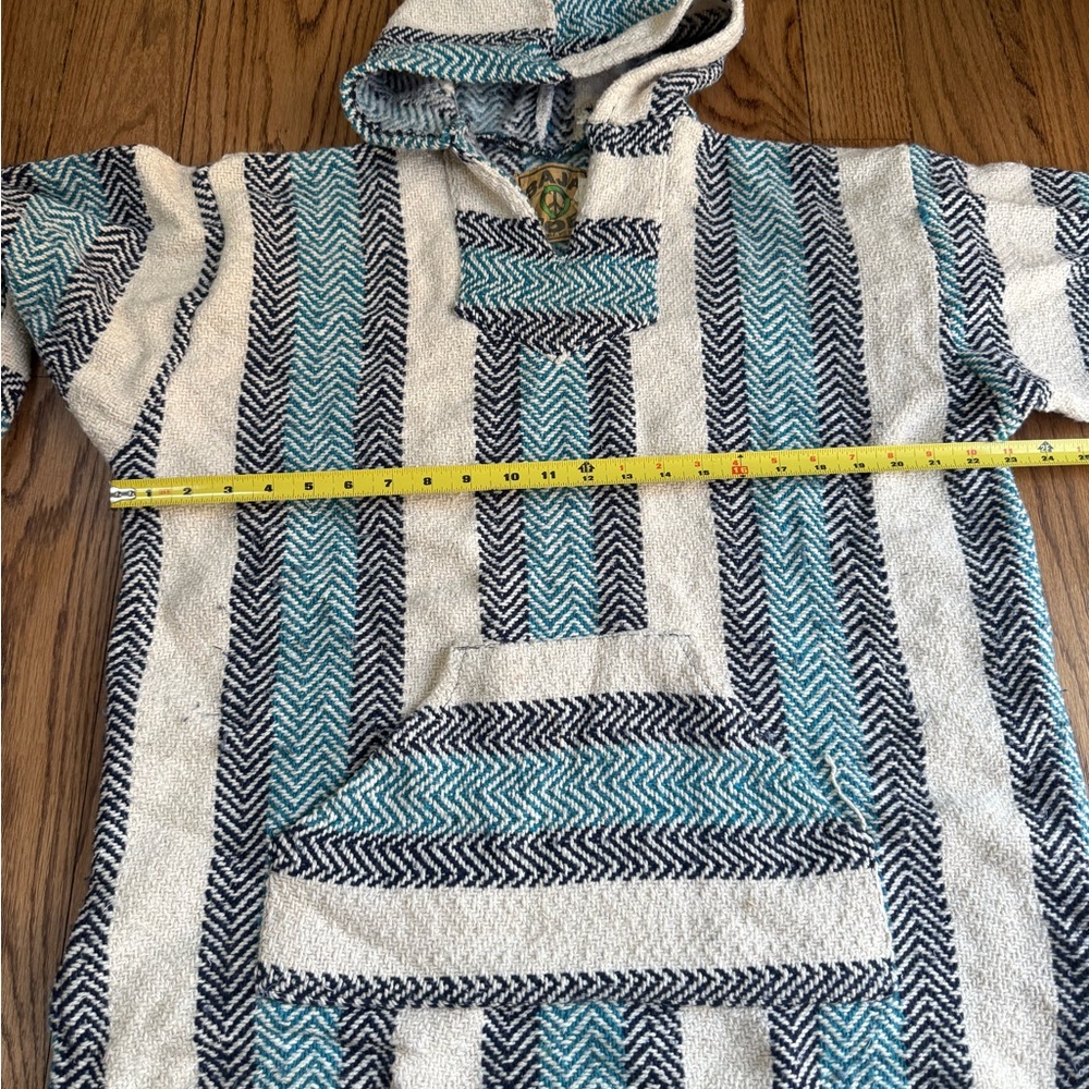 Blue and White Striped Baja Hoodie Medium - Picture 6 of 10